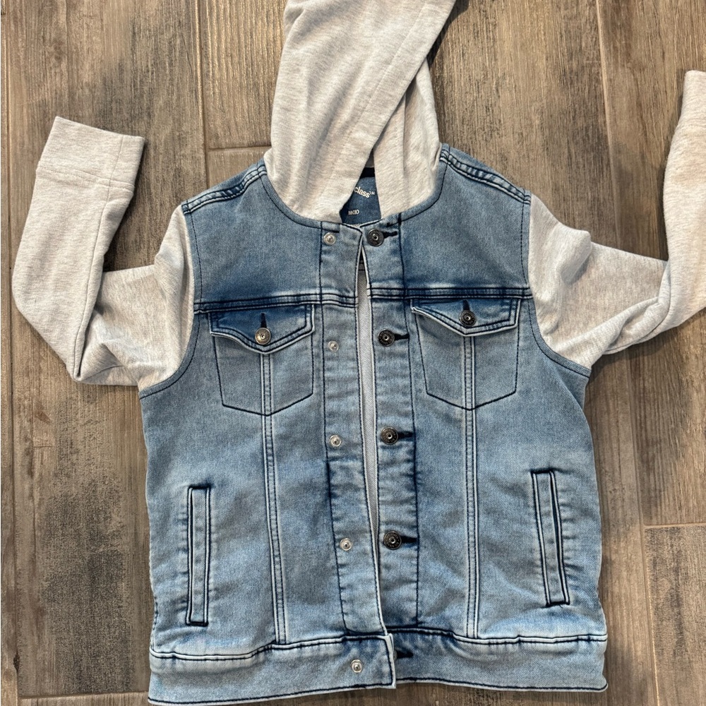 Kids Denim and Gray Hooded Jacket